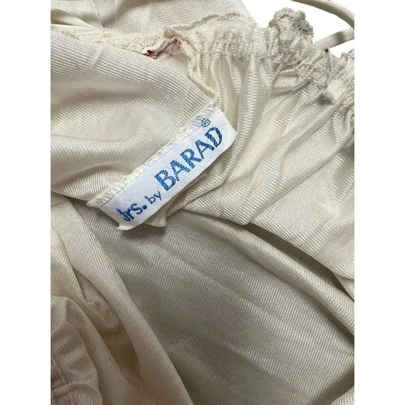 Vtg Long Nightgown Nylon Lingerie Feminine Sissy Lolita Flower Embroidered Small - Picture 8 of 16